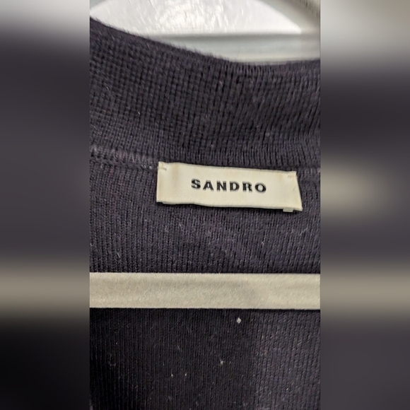 Sandro wool-blend polo style sweater with crochet collar - size 2 (xs/s) - Picture 7 of 9